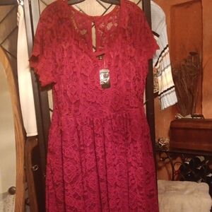 Torrid Lace Midi Dress in Deep Red